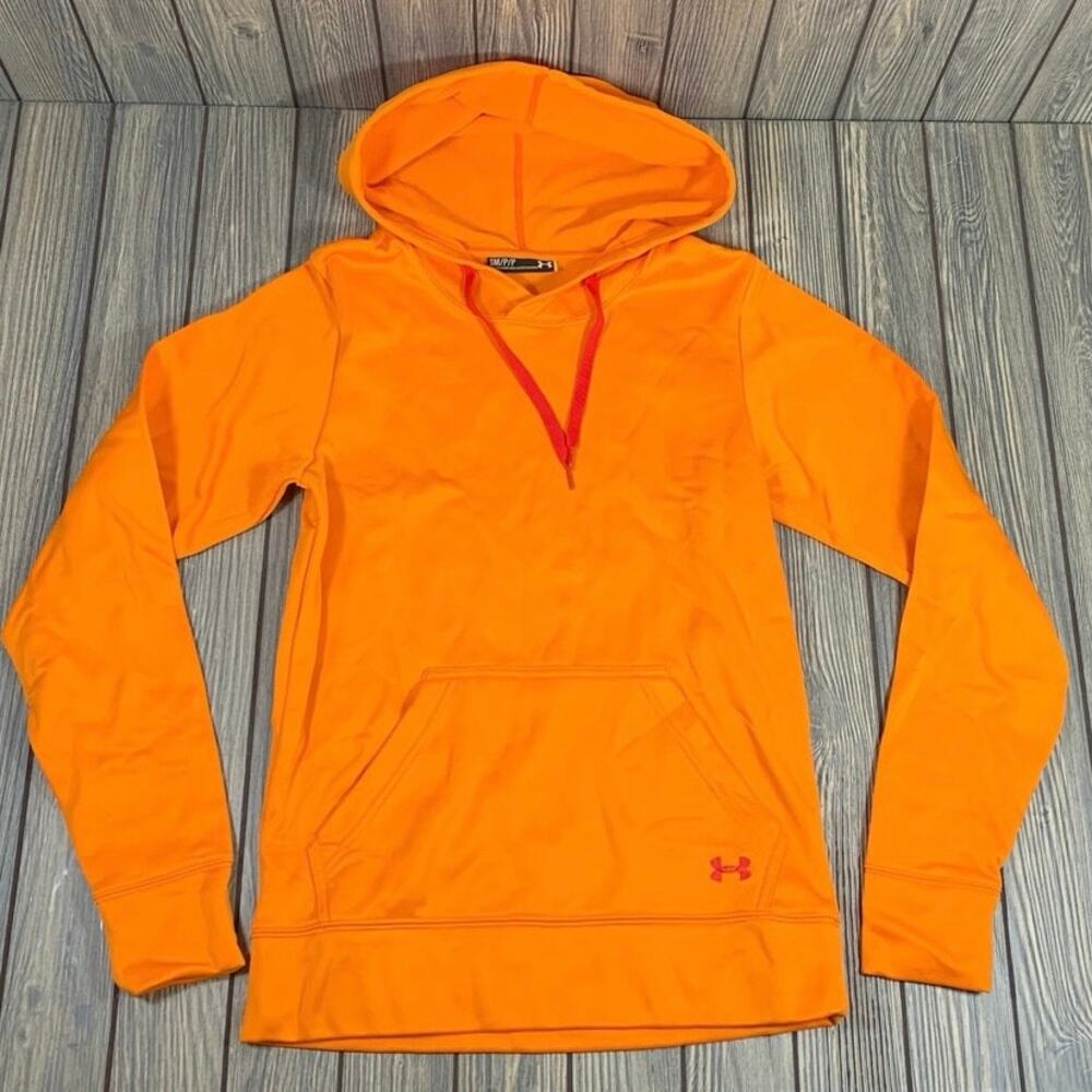 Under Armour Women Orange Hoodie Sweatshirt Semi-Fitted‎ Size Small Athleisure